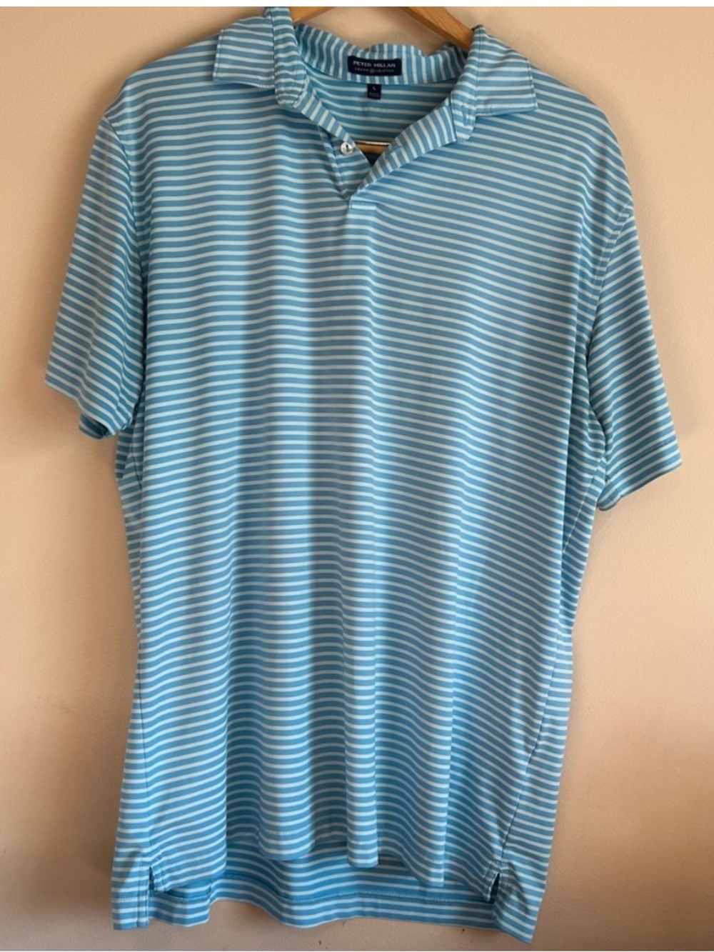 Peter Millar Crown Crafted Blue Striped Performance Golf Polo Shirt Men’s